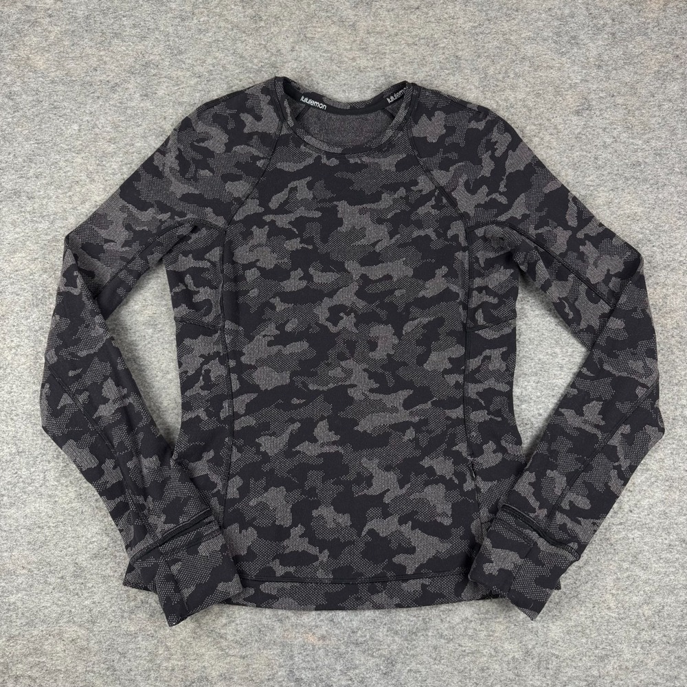 Lululemon Runderful Long Sleeve Heritage Camo Jacquard Black Lunar Rock Womens 6